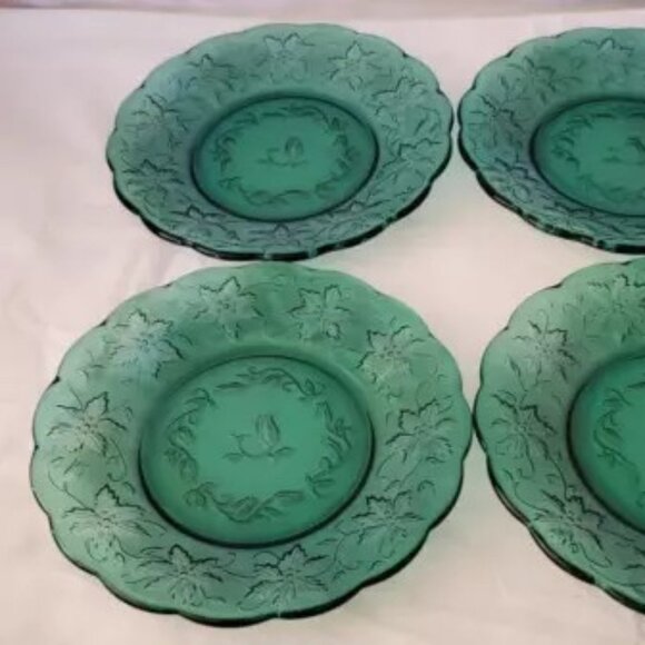 Princess House Fantasia Plates- Set Of 4- Emerald Green-Salad/Dessert Plates 90s - Picture 3 of 5
